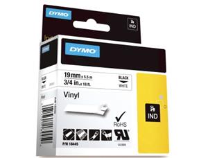 Tape DYMO Rhino vinyl sort/hvit 19mm 